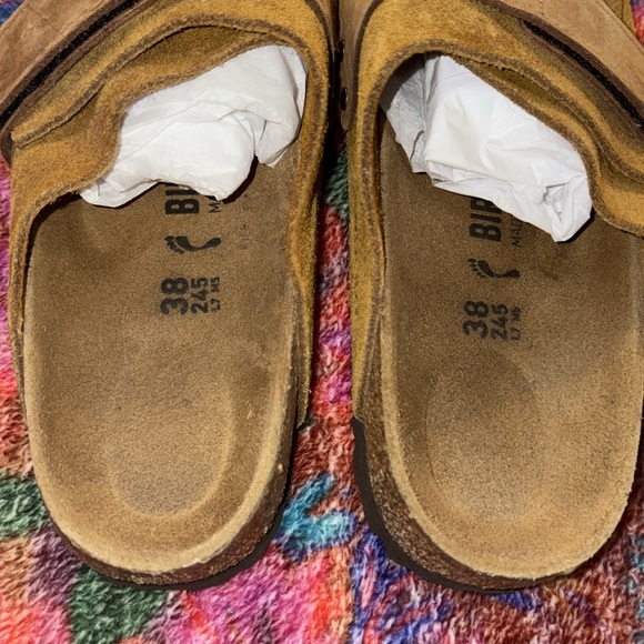 Birkenstock Kyoto suede leather & nubuck sandals in "mink" tan - Picture 3 of 8